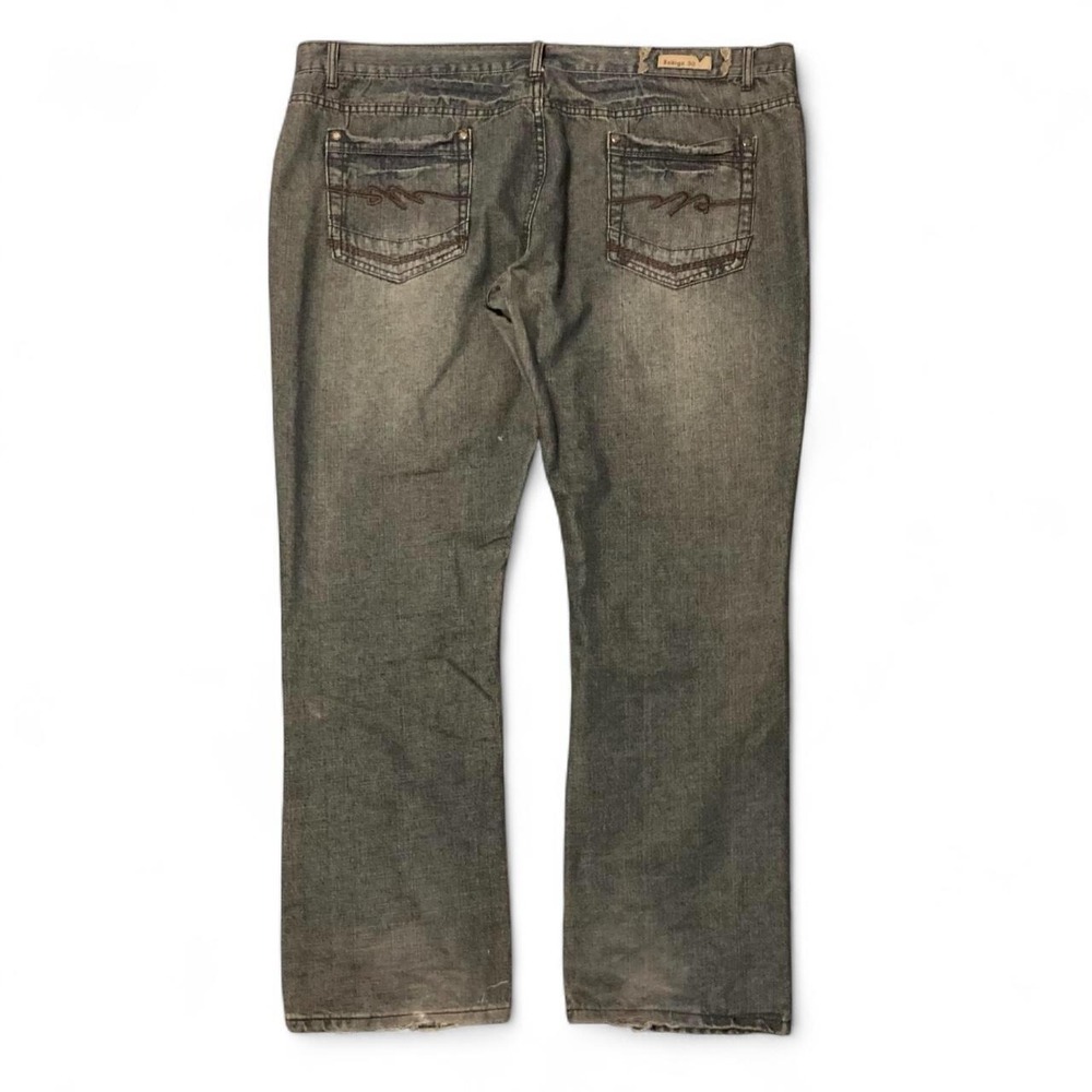 Indigo 30 blue grey embroidered jeans vtg 00s grunge baggy fades 46x33